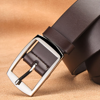 CKIRUV Men'S Elegant Faux Leather Belt with Alloy Buckle, Fashionable Business Casual Accessory, Ideal Valentine's/Mardi Gras/Campus Gift, Black