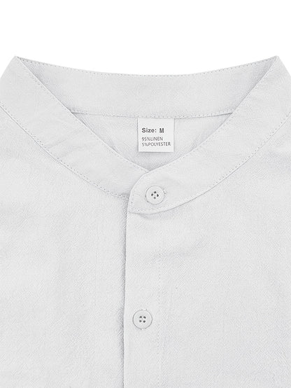 Men's Casual Linen Short Sleeve Shirt & Shorts Set for Summer