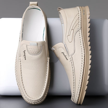 Handcrafted Men's Casual Cowhide Shoes with Soft PU Soles