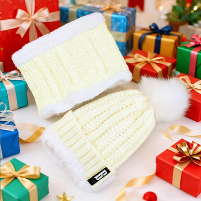 2pcs Winter Essentials Set - Thick Plush Pom Bucket Hat & Fleece-Lined Scarf | Windproof, Warm Beanie for Men & Women | Hand Wash Only, Winter Clothes, Cold Weather Gear, Cozy Headwear, Soft Texture, Stylish Headgear, Outdoor