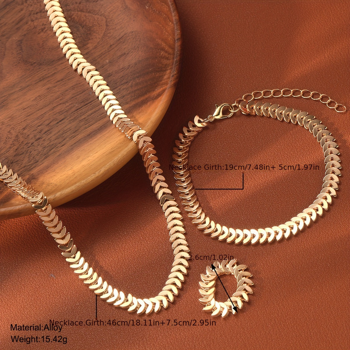 Hip-Hop Inspired Women's Jewelry Set - Necklace, Bracelet & Ring Combo for Casual Attire and Gifting, Spring Summer, 3pcs
