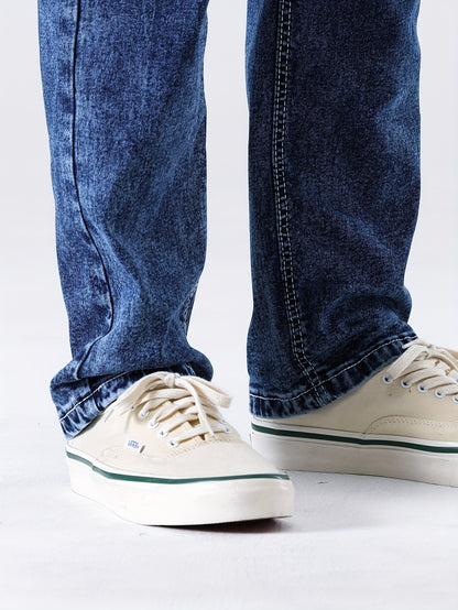 Men's Casual Slim Fit Stretch Jeans, Chic Street Style Distressed Denim Pants