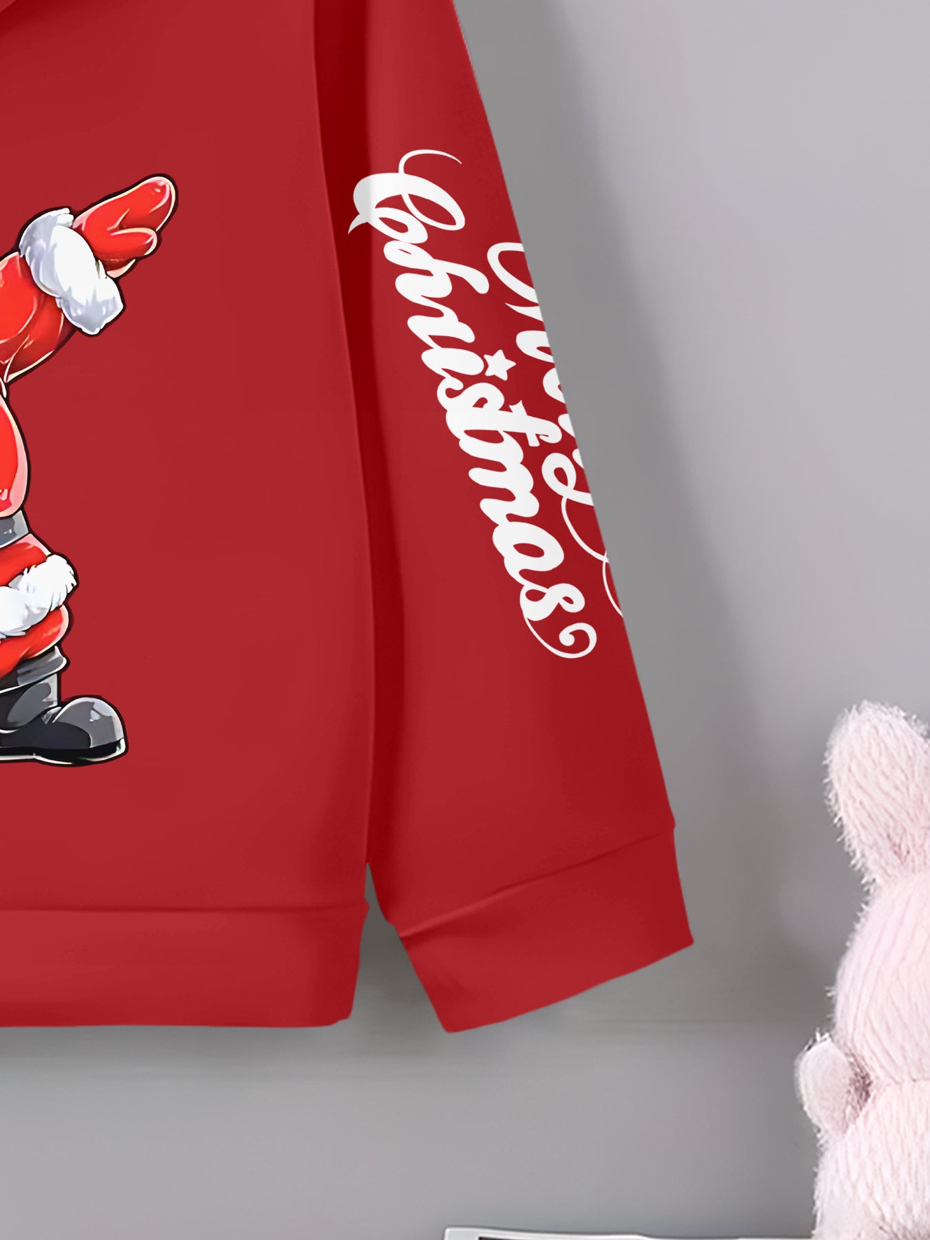 Customizable Christmas Hoodie for Boys - Personalized Name/Text, Santa Claus Graphic, Red & Holiday Sweatshirt, Long Sleeve Pullover for Birthday Party, New Year'S Eve - Machine Washable Kids Gift, Christmas Clothes, Festive