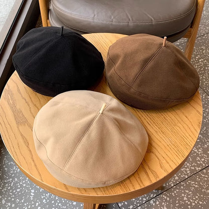 Unisex Lightweight Embroidered Beret Hat for Fall Winter