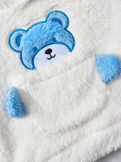 Տղաների աշնանային և ձմեռային նորաձև, առօրյա, պարզ, խելոք, տաք, միագույն, փափուկ, արջուկի տեսքով ասեղնագործված վերնաշապիկով, երկկտորանոց, հիանալի է բացօթյա օգտագործման համար