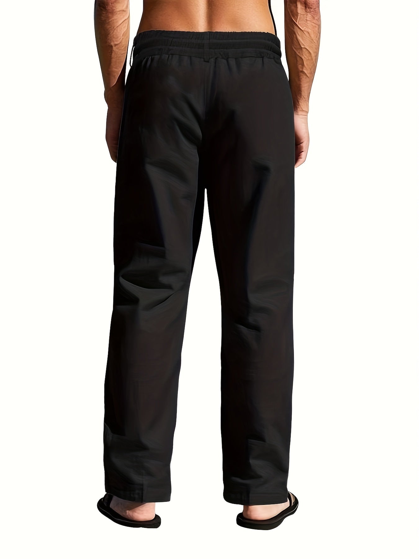Men's Lightweight Linen Casual Pants with Drawstring Waist