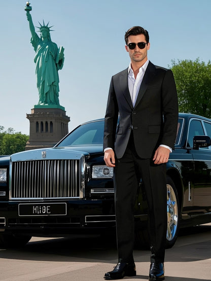 Men'S Formal Suit Set Featuring a Two-Button Lapel Jacket And Trousers. A Simple, Comfortable, And Classic Outfit for Adult Males, Suitable for Professional Office Wear, Elite Business Attire, And High-End Casual Suits. Ideal