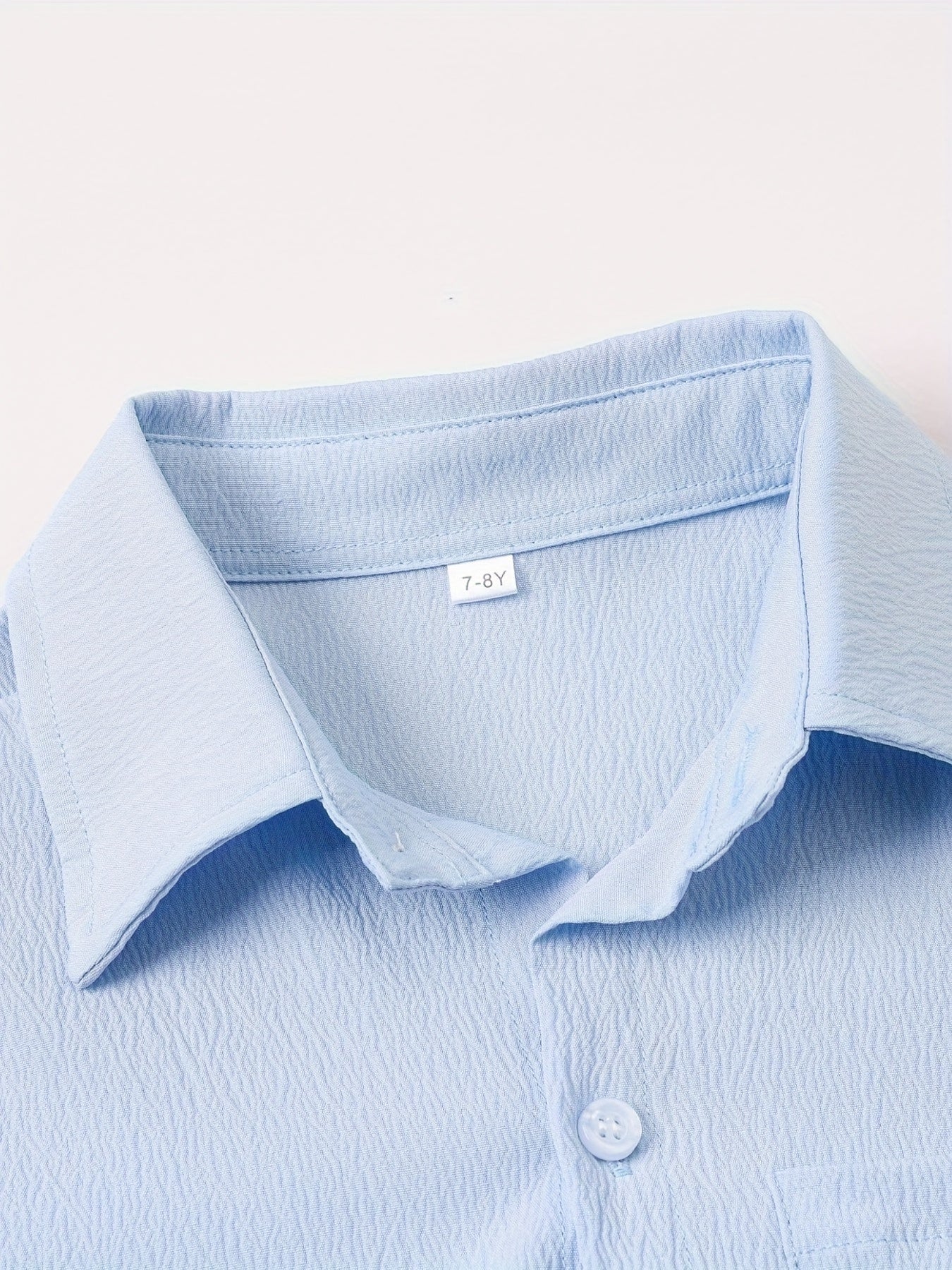 Boys' Casual Short Sleeve Solid Color Shirt with Stretch Fabric