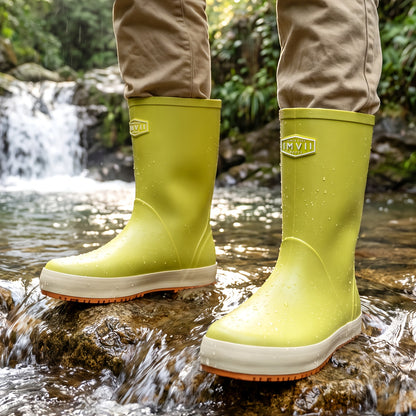 Men's Waterproof Mid-Calf Non-Slip Rain and Work Boots