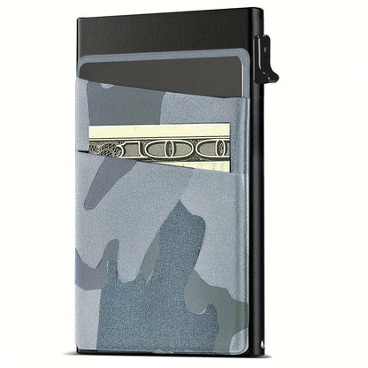 Simple RFID Blocking Aluminum Alloy Credit Card Holder with Money Bag for Men