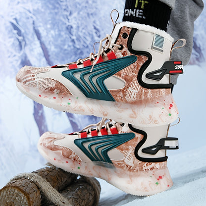 Men'S Lightweight Snow Boots with Thickened Fleece, Stylish And Comfortable for Outdoor Use, Featuring a Non-Slip Design for Warmth in Winter.