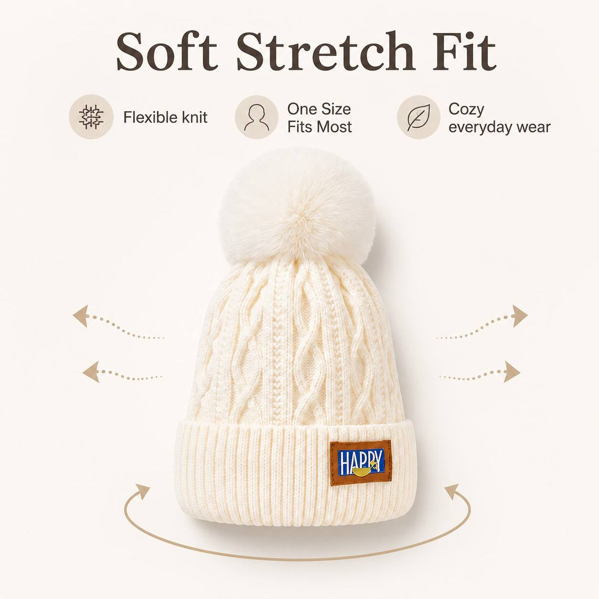 Women’s Lightweight Knit Pom-Pom Winter Hat - Warm & Trendy