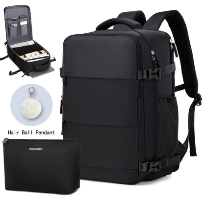 Airline-Approved 38.1cm Laptop Travel Backpack for Women, Light Blue Polyester with Adjustable Straps, Shoe Compartment & USB Charging Port - Ideal for School & Work Trips, Laptop Bag