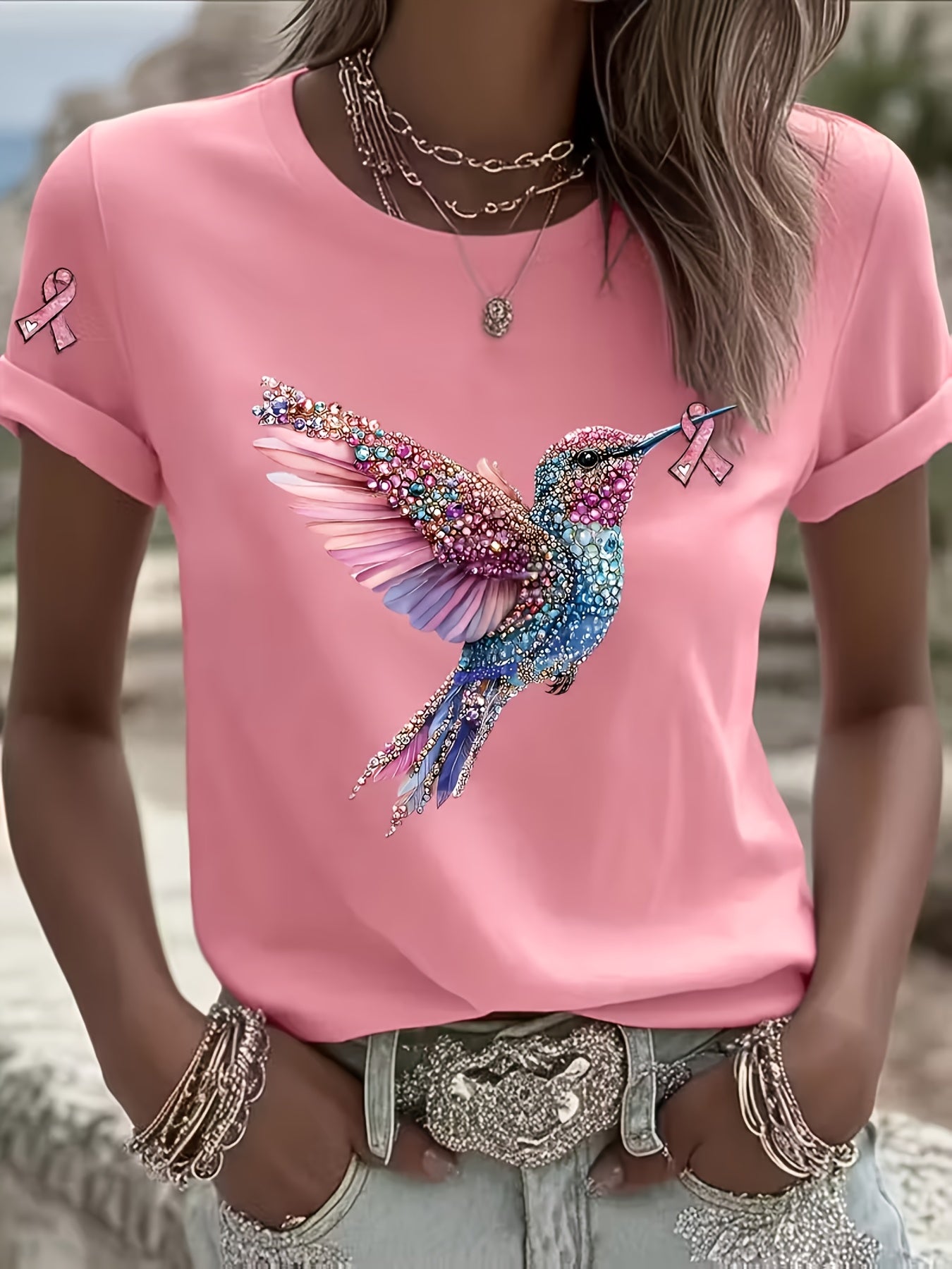 Women's Casual Summer T-Shirt with Animal Print