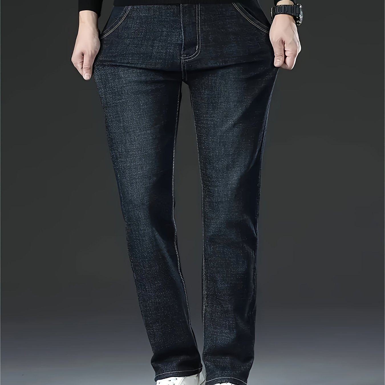 Four Seasons Regular Men's Jeans New Business Trendy Straight Jeans Fashionable Versatile Men's Elastic Jeans Very Suitable for Daily Outdoor Casual Wear Comfortable Classic Design