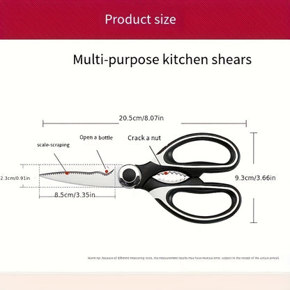 1pc, Kitchen Scissors, Poultry Shears, Kitchen Shears, Kitchen Fish Bone Scissors, Multifunctional Stainless Steel Chicken Bone Scissors For Duck Fish, Food Scissors, Kitchen Meat Scissors, Nut Opener, Bottle Opener, Kitchen