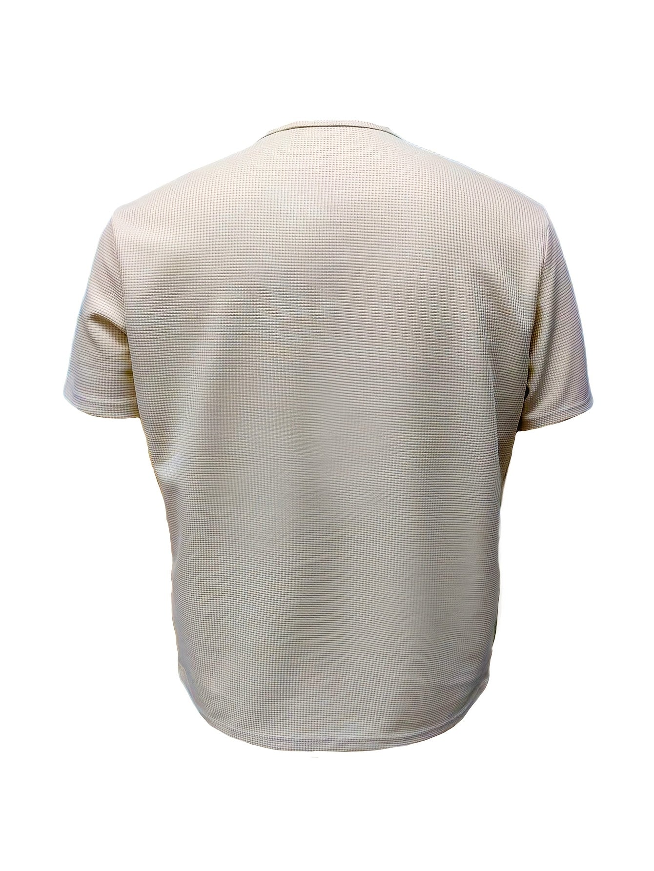 Men'S Long-Sleeve Henry Shirt in Knitted Waffle Style, Featuring Stylish Buttons And a Solid Color, Perfect for High-Quality Casual Outdoor Wear in Spring And Summer.