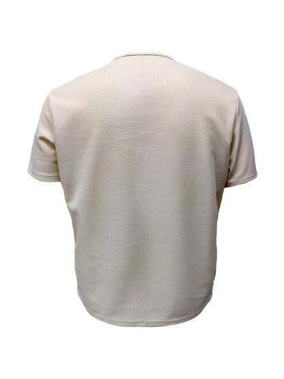 Men'S Long-Sleeve Henry Shirt in Knitted Waffle Style, Featuring Stylish Buttons And a Solid Color, Perfect for High-Quality Casual Outdoor Wear in Spring And Summer.