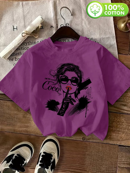 Women's Casual Vintage Printed Cotton T-Shirt for Summer