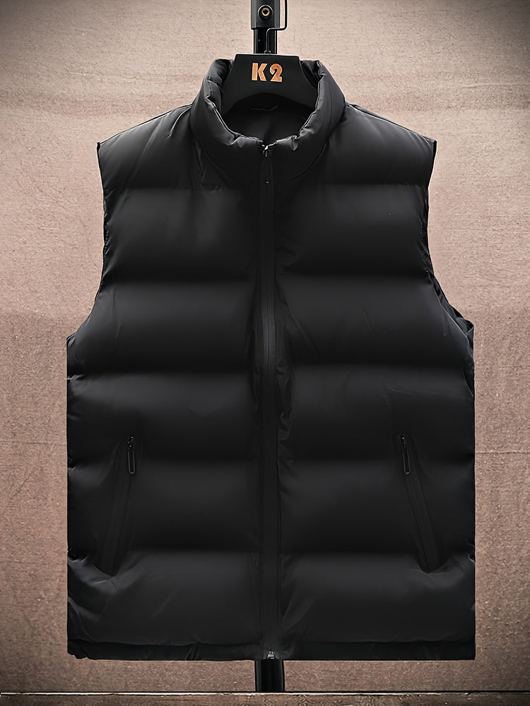 A Stylish New Men'S American-Style Vest, Featuring a Warm And Thick Black Design, Comfortable And Suitable for Winter, Lightweight And Foldable, Perfect for Skiing - ayq