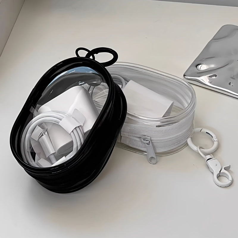 1pc Clear PVC Cable Organizer Box, Casual Style, Mini Portable Charger and Accessory Storage Case for Travel, Ideal for Headphones, Data Cables, and Chargers - Perfect for Christmas and New Year'S Gifts