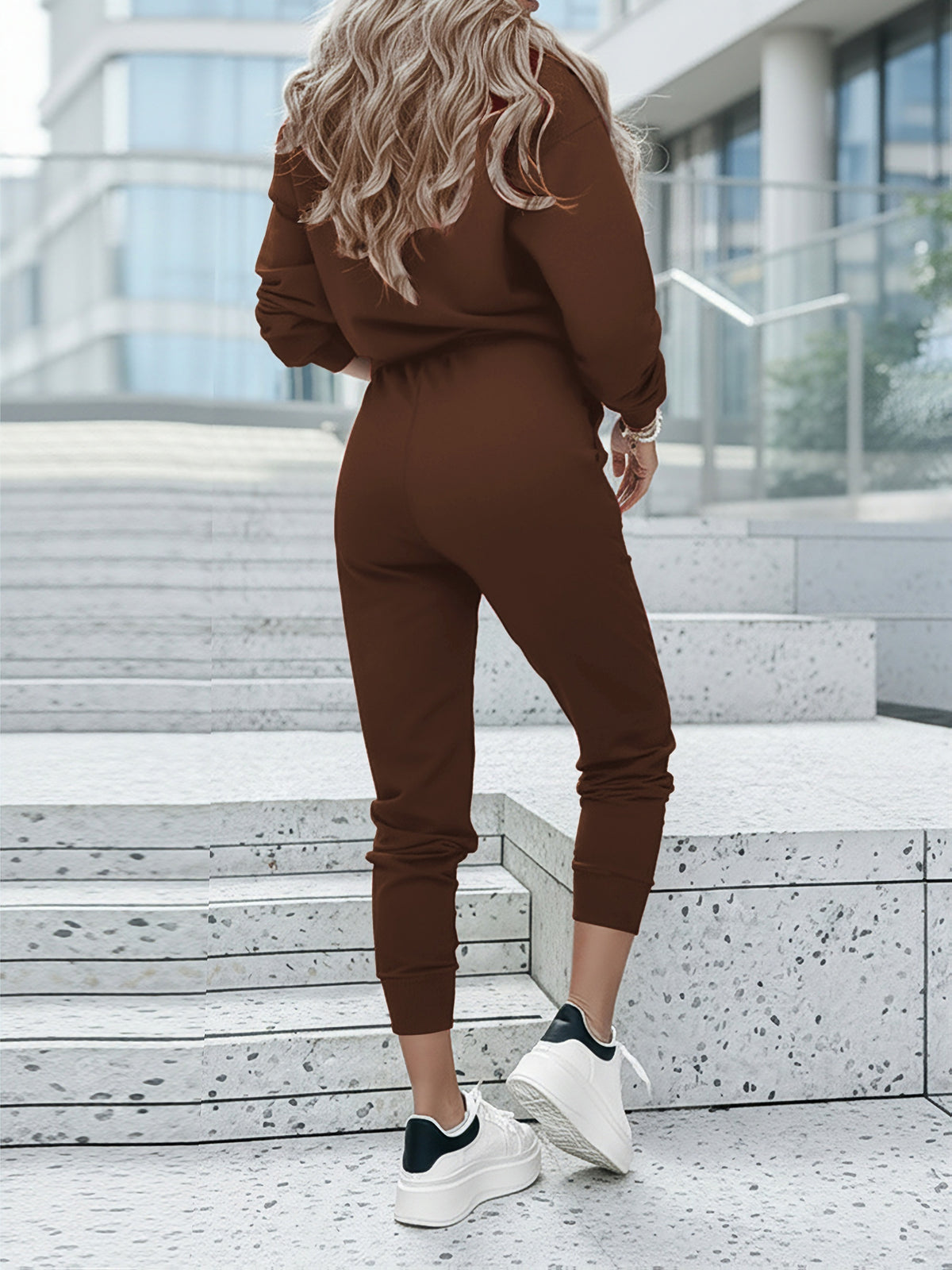 Spring-Fall Casual Two-Piece Set with Zipper Pocket Pants - ayq