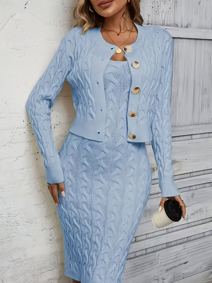 Ladies' Fashion Velvet Set - Machine Washable, Sexy Strappy Dress with Elegant Casual Long-Sleeve Coat, Premium Smooth Fabric, Perfect for All-Season Outings, Parties, and Stylish Office Wear | Sleek Design | High-Quality Mat