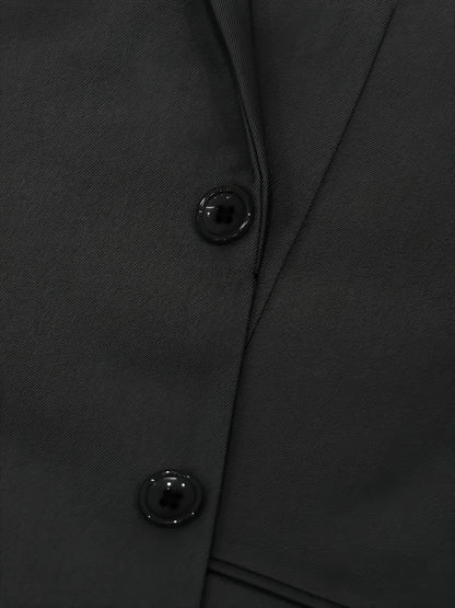 Men'S Solid Color Polyester Work Suit - Classic Lapel Collar, Non-Stretch Fabric, Long Suit Sleeves, Four-Season Versatility, Button-Front Jacket with Pants - Regular Fit Woven Suit Set (80% Polyester, 20% Viscose)