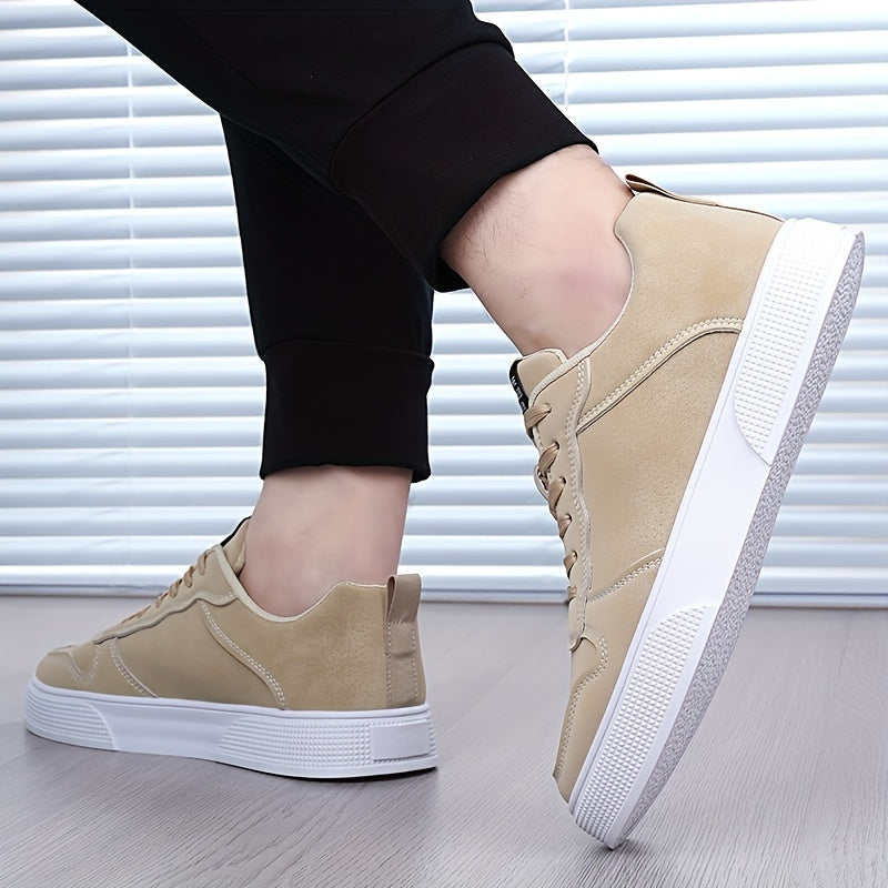 Men's Plus Size Breathable Casual Sneakers - Versatile All-Season Green Skate Shoes with Soft PU/PVC Sole, Lace-Up, Round Toe Design for Business & Social Events