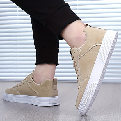 Men's Plus Size Breathable Casual Sneakers - Versatile All-Season Green Skate Shoes with Soft PU/PVC Sole, Lace-Up, Round Toe Design for Business & Social Events