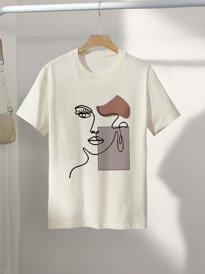Women's Cotton Graphic Print Crew Neck T-Shirt for Spring & Summer