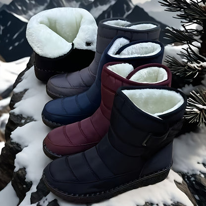 New Winter Plus-Size Women'S Boots with Thickened Fleece, High-Tube Round-Toe Flat Snow Boots, Stylish And Warm for Women.