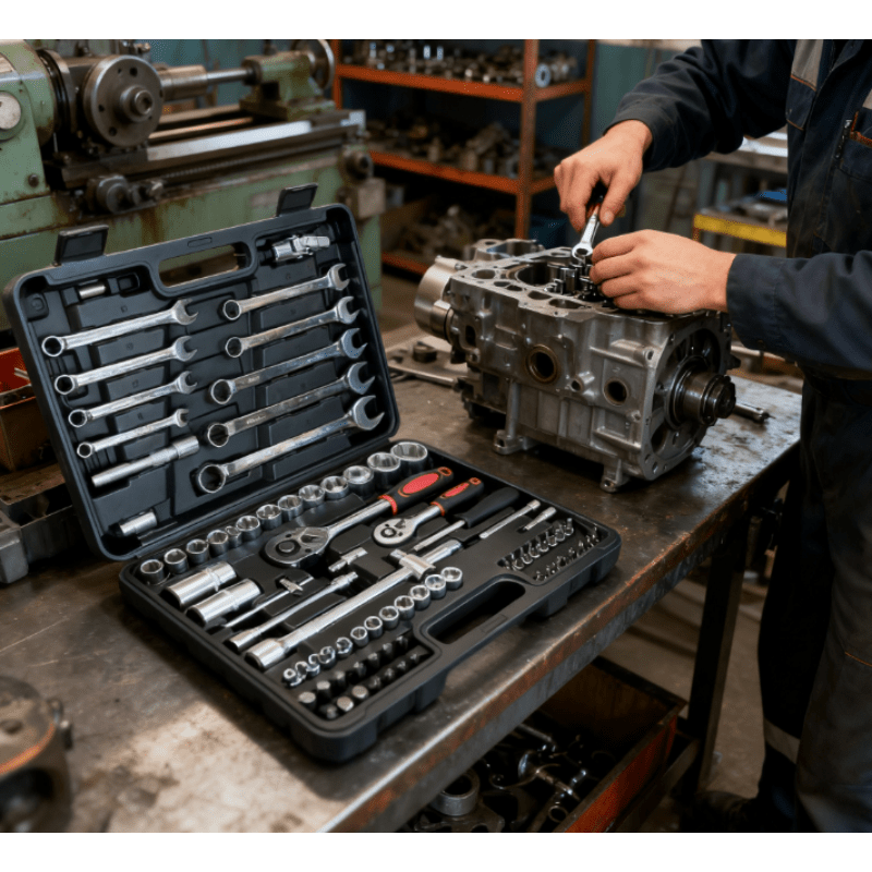 82pcs Multi-Functional Repair Tool Set | Comprehensive Kit for Automotive, Furniture, and Bicycle Mechanics, Metal Socket Wrench Set, Reinforced Material, Suitable for All Scenarios