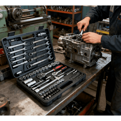 82pcs Multi-Functional Repair Tool Set | Comprehensive Kit for Automotive, Furniture, and Bicycle Mechanics, Metal Socket Wrench Set, Reinforced Material, Suitable for All Scenarios