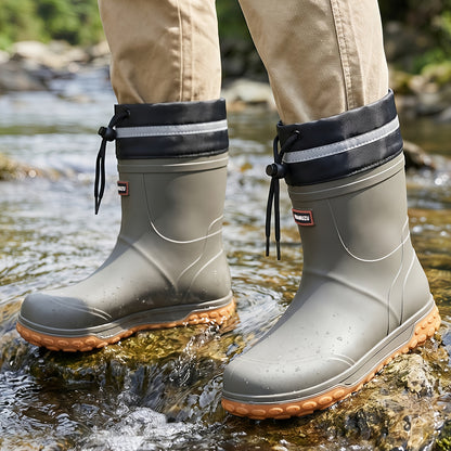 Men's Waterproof Short Rain Boots with Non-Slip Thick Sole