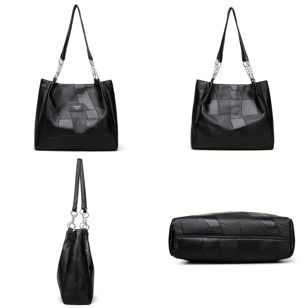 Women's Fashion Shoulder Bag with Patchwork Pattern and Chain Tote Handbag for Travel and Shopping