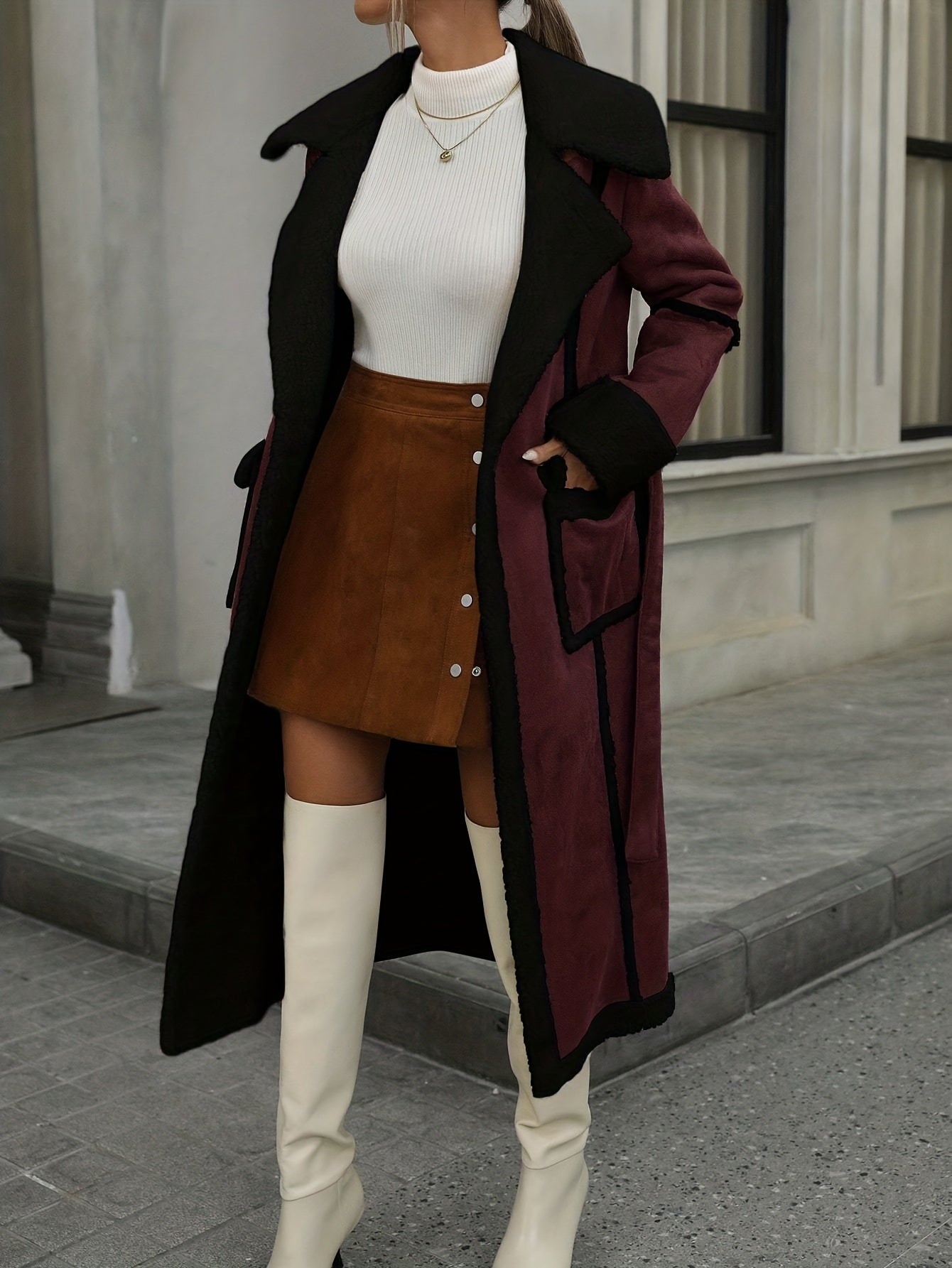 Women's Winter Coat - Elegant Long Formal & Casual Outerwear, Non-Stretchy Structure for Cold Weather, Everyday & Special Occasions, Winter Jacket, Cold Weather Apparel, Layered Design, Plush Lining, Structured Silhouette