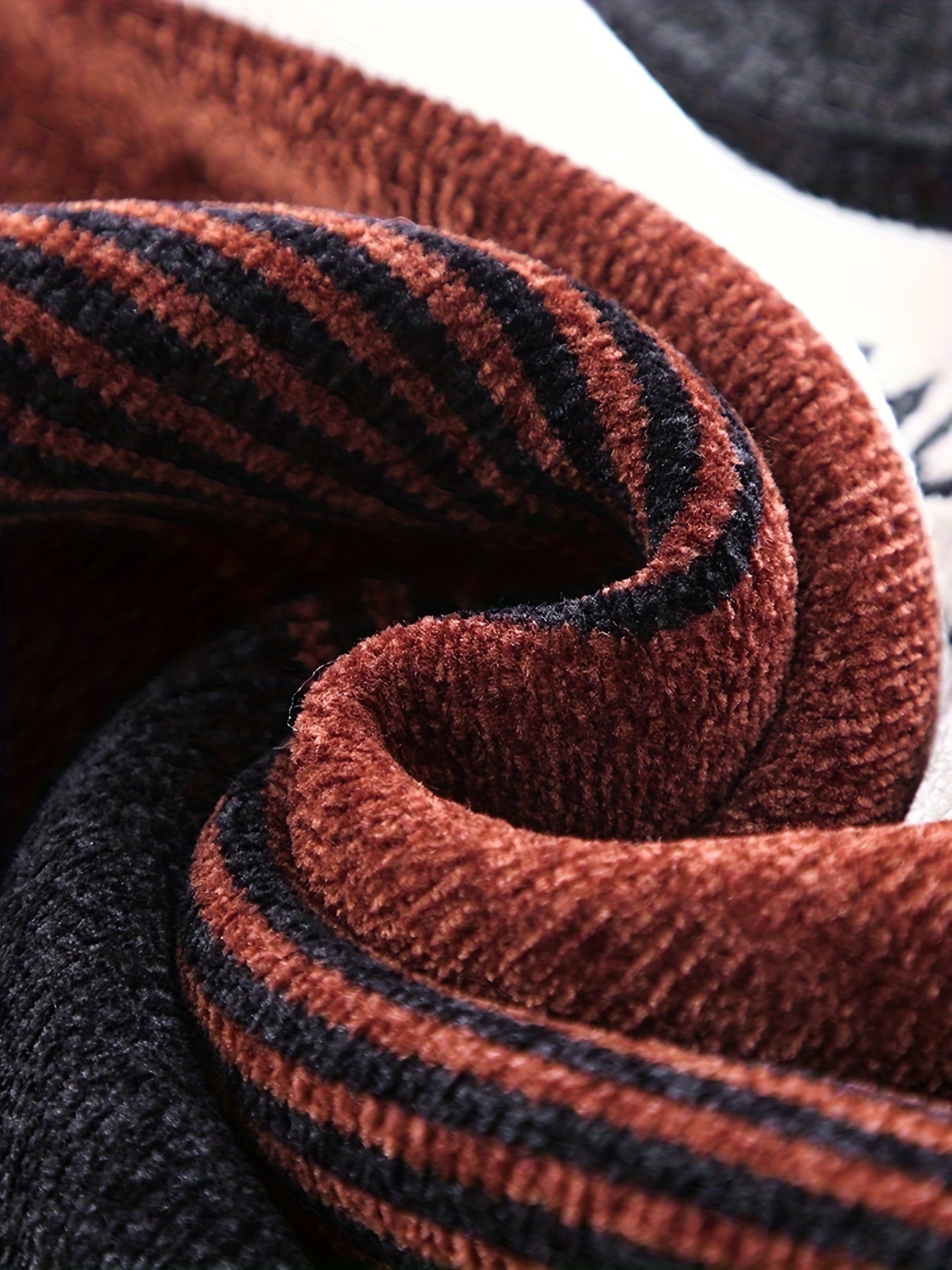 Temujin Men'S Winter Round Neck Sweater with Fleece, Knitted with Embroidered Stripes And Casual Letters for Warmth And a Fitted Style