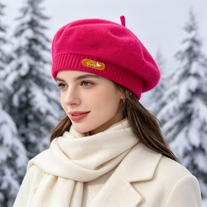 Women's Vintage British Style Polyester Beret for Autumn Winter