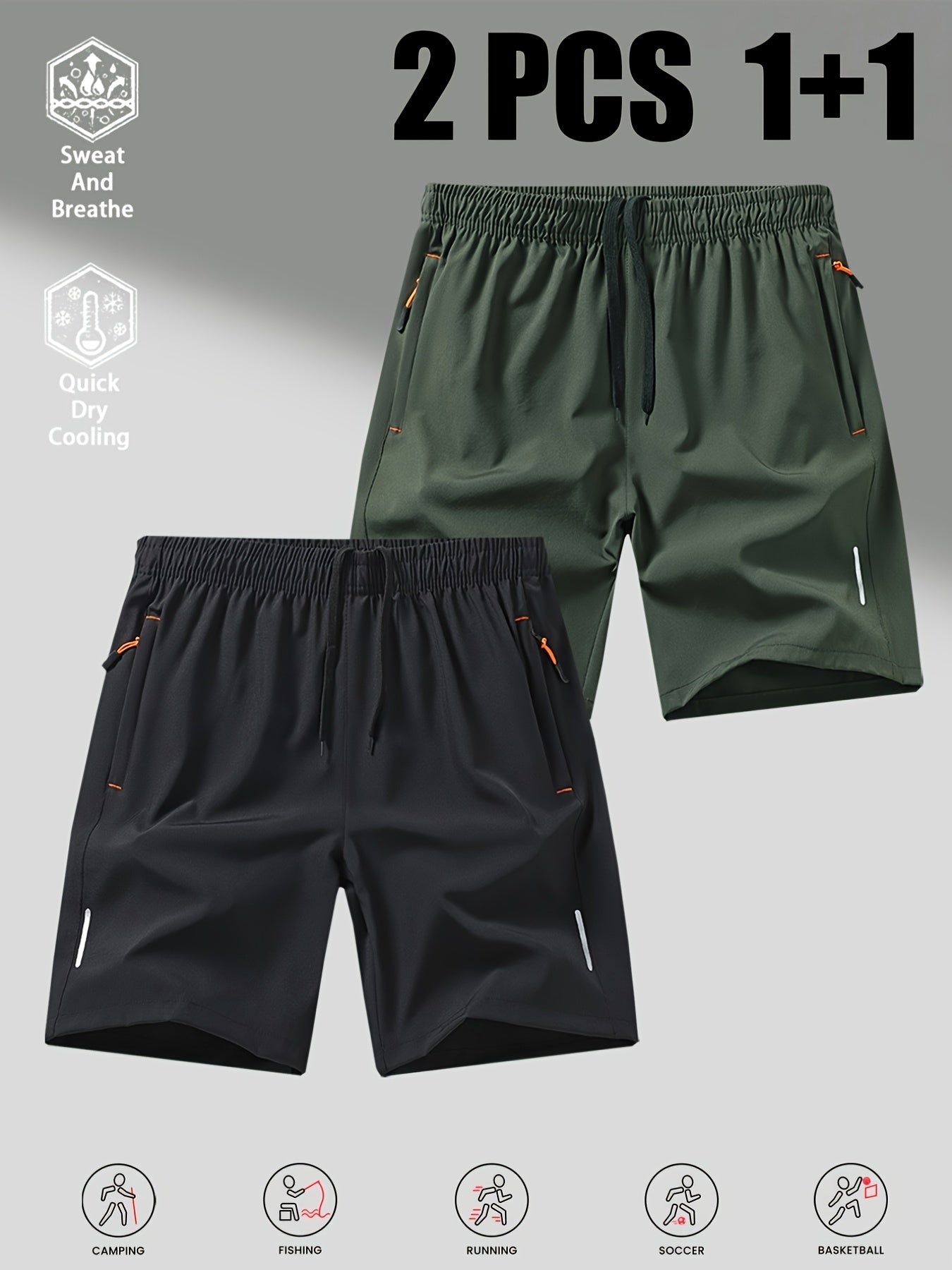 Men's Quick-Dry Casual Shorts 2-Pack for Summer Sports