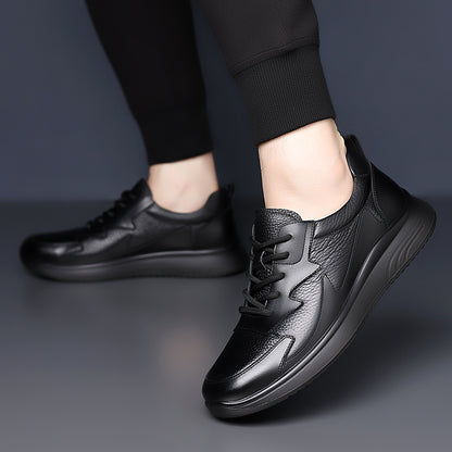 Men's Winter Warm Sneakers - Genuine Upper, Soft Sole & Wavy Stitching - Low-Top Lace-Up Casual Sneakers Suitable for Streetwear, Outdoor & Weather - Comfortable Winter Footwear