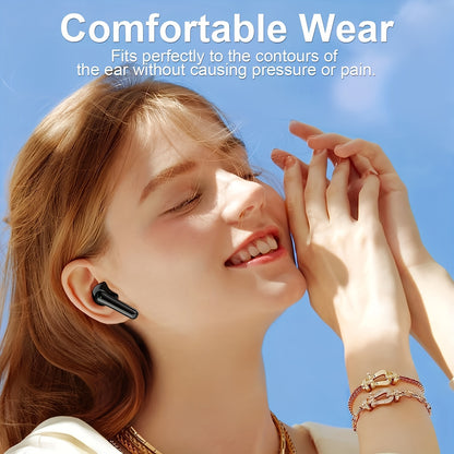 Wireless Earbuds with Touch Control, Built-in Noise Reduction Mic, Type-C Charging Case, 15Hr Playtime, 2Hr Quick Charge, USB Charging, 380mAh Battery, with LED Power Display, for Sports, Adult, Compatible with Cellphones