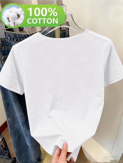Women’s Cotton V-Neck Short Sleeve Casual T-Shirt