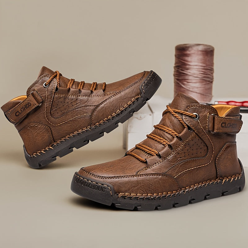 Men's Casual Lace-Up Ankle Boots with Rubber Sole