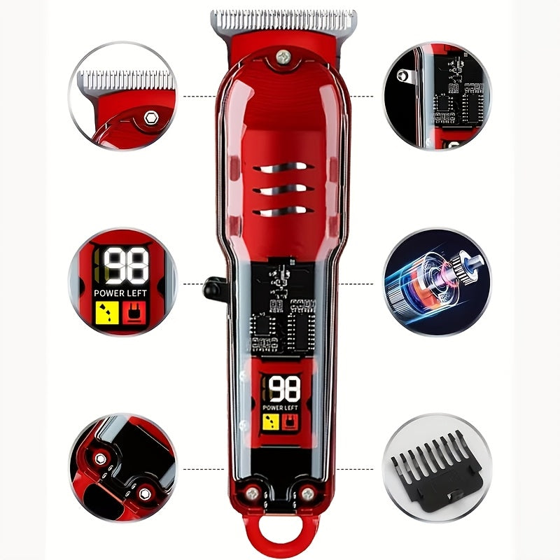 FEIYBA Professional Hair Clipper for Men and Women | Rechargeable Barber Grade Trimmer with Multiple Limit Combs, Ideal for Salon, Travel, Shaving, Haircutting, Trimming Body Hair, Oil Head Electric Thruster, Digital Display,