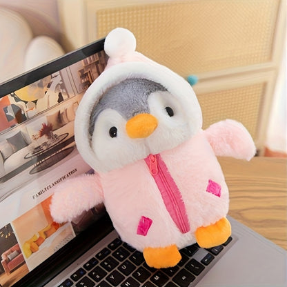 Adorable Penguin Plush Toy - Charming Plush Doll with Blue Eyes & Red Heart, Soft Polyester Stuffed Animal for Girls, Kids Birthday Gift, Home Decor, Holiday & Wedding Favor, Penguin Gifts, Festive Gift Item, Playful Design,