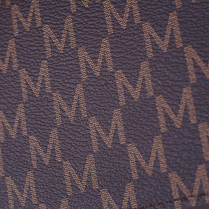 Women'S Elegant Patchwork Wallet & Wristlet Clutch - Large Capacity Double-Zip Coin Purse with Golden-Tone M-Logo, Golden-Tone Hardware & Wrist Strap