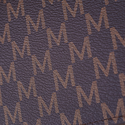 Women'S Elegant Patchwork Wallet & Wristlet Clutch - Large Capacity Double-Zip Coin Purse with Golden-Tone M-Logo, Golden-Tone Hardware & Wrist Strap