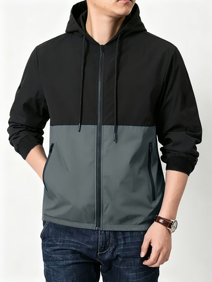 Men's Casual Hooded Drawstring Jacket Lightweight Softshell
