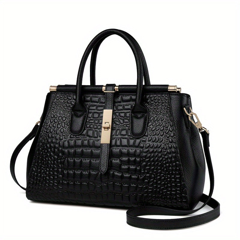 Women's Genuine Leather Crocodile-Pattern Crossbody Bag